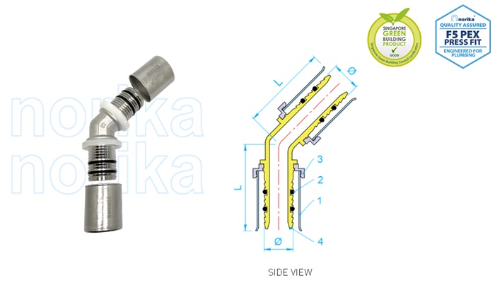 PEX Press-Fit 45 Degree Elbow (Type F5)